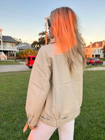 Beige Faux Leather